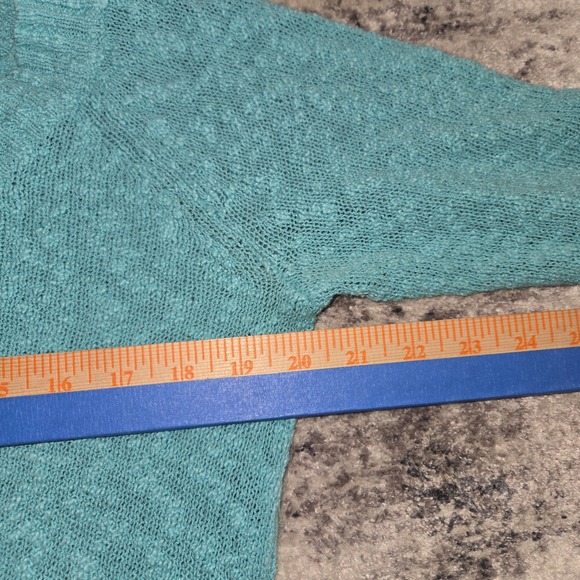 Vintage Y2K Old Navy Aqua Chunky Knit Wide V Neck Sweater Cotton Women M - Picture 7 of 13